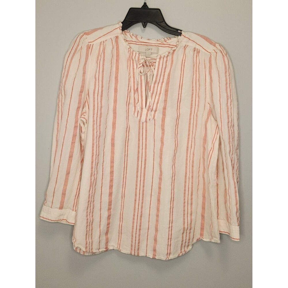 LOFT Striped Tie-Neck Top Size XL
